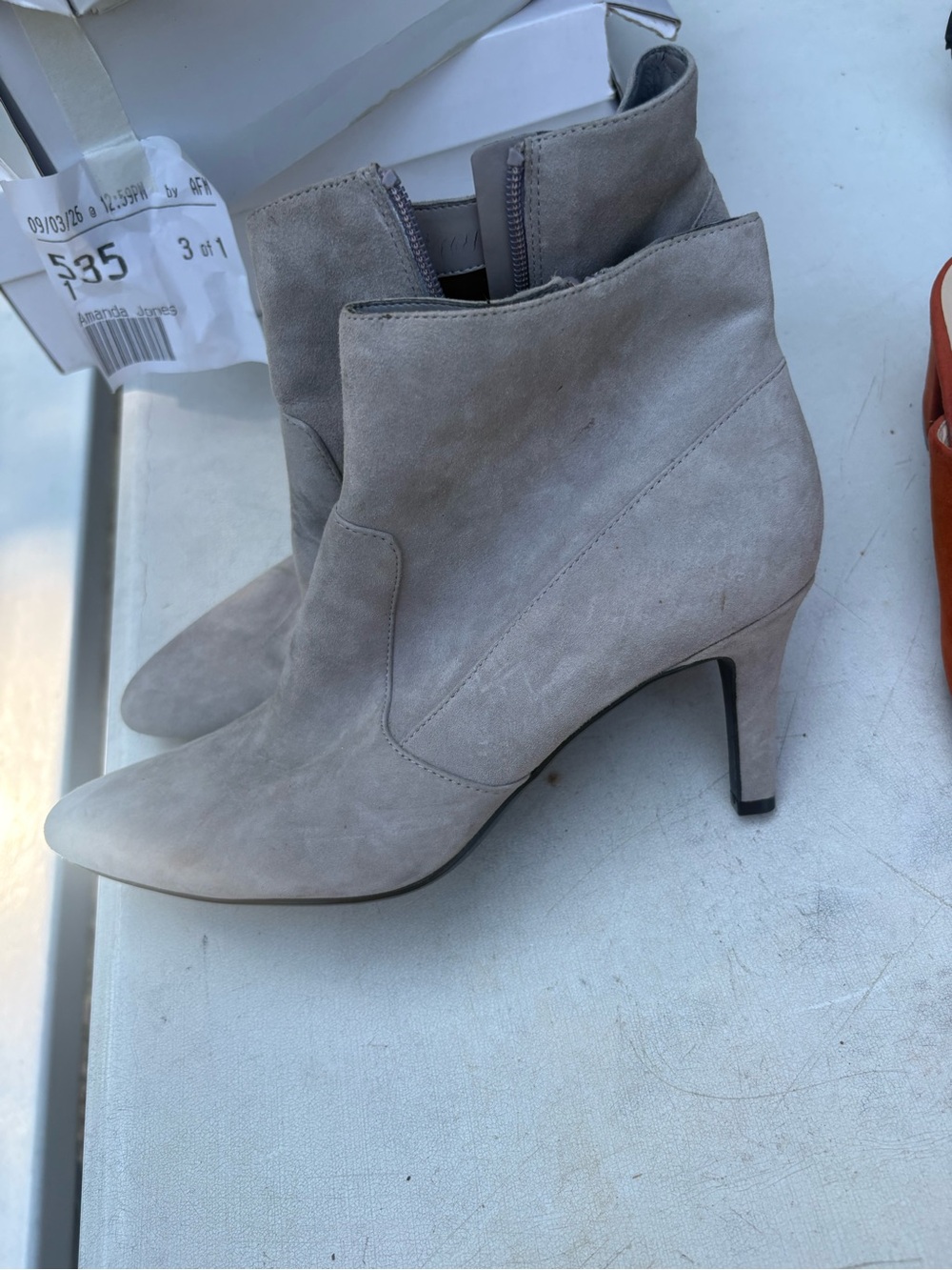 Suede Ankle Booties in Light Gray - Women